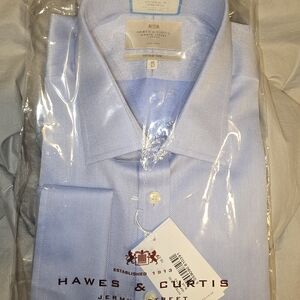 Light Blue, Pink, & White Men's Shirt Sz 18/37 Double French Cuffs Bundle